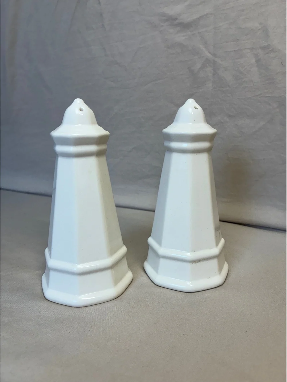 Hall China White Ceramic Salt and Pepper Shakers